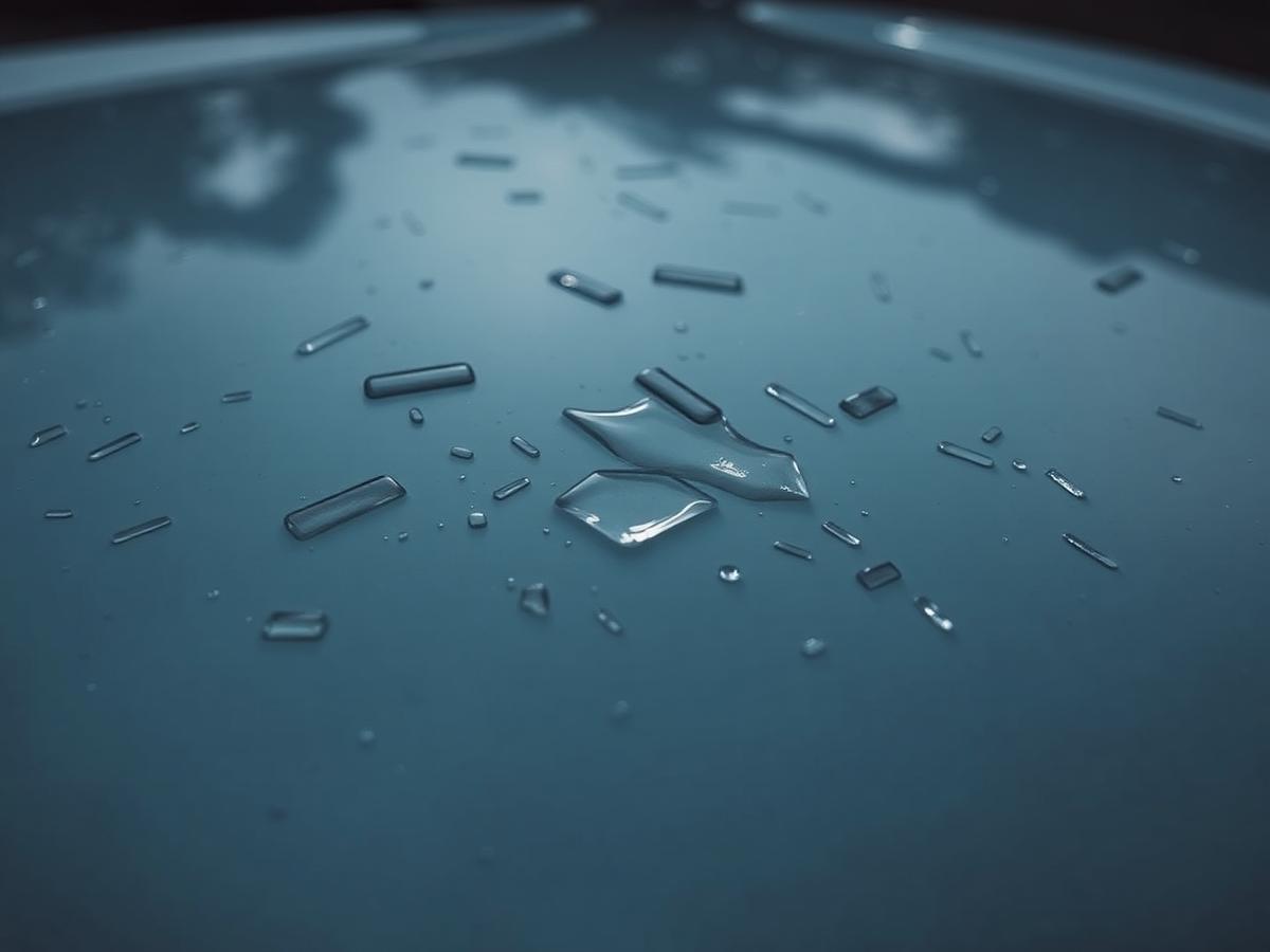 Hail damage on vehicle hood